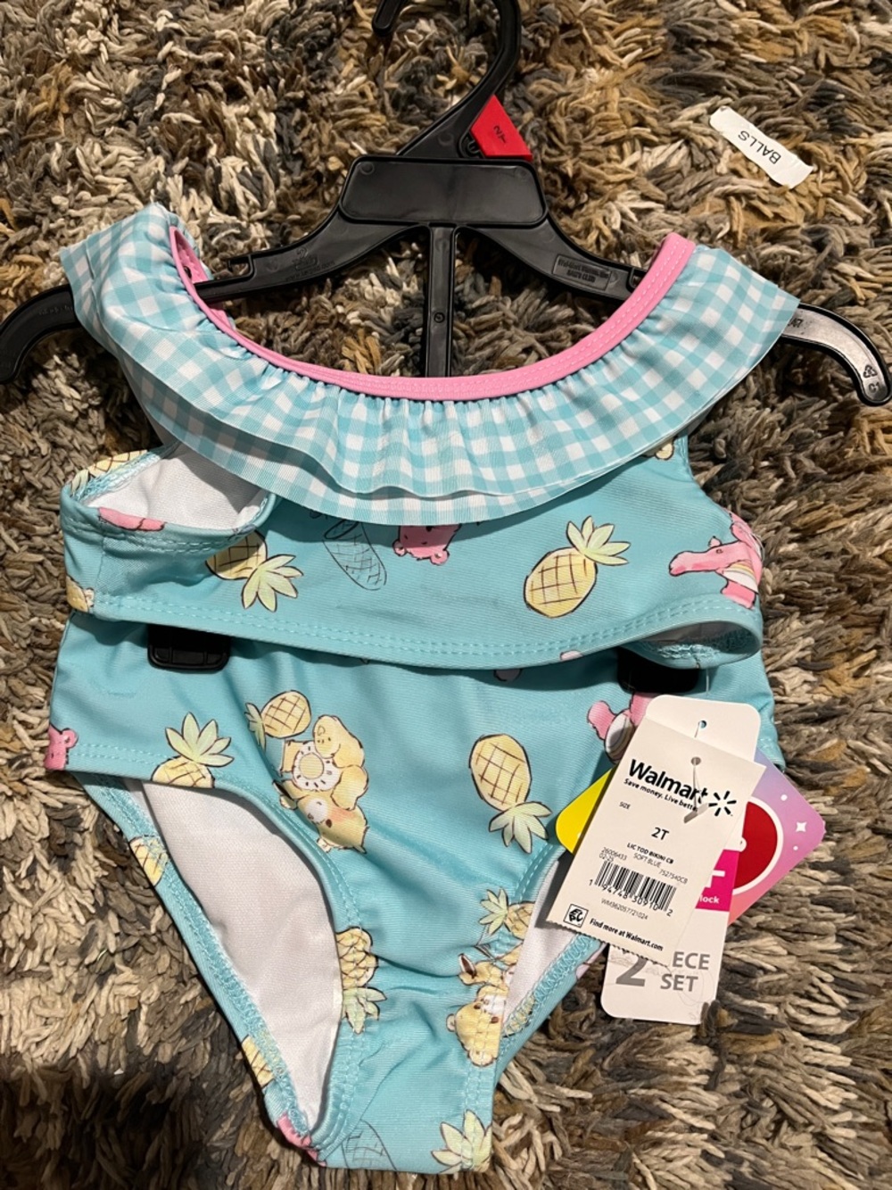 Care Bears Aqua Blue Pineapple Print 2PC Girls Swimsuit Set